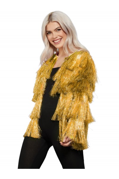 Fever Gold Tinsel Festival Jacket for Adult