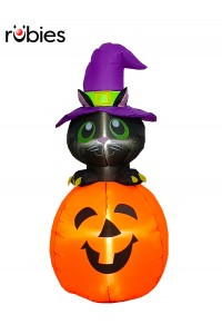 Black Cat On Pumpkin Inflatable - 4ft Tall Animals