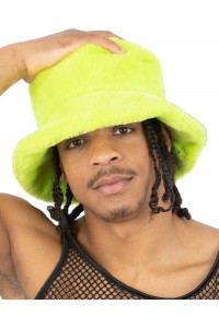 90s Green Fur Bucket Hat for Adult