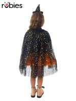 Witch Black & Gold Star Cape for Child